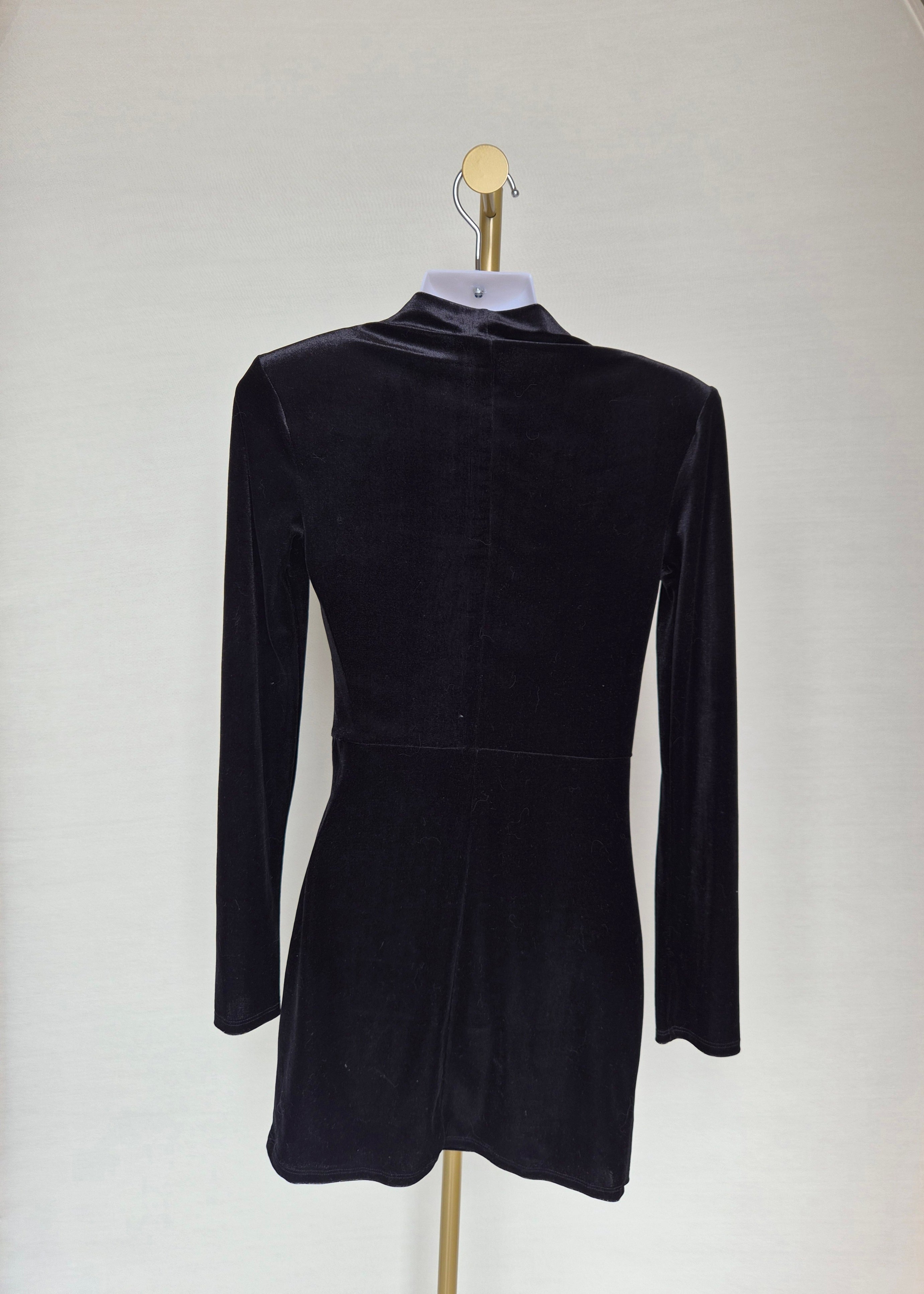 H&M Black Velvet Ruched Mini Dress – XS