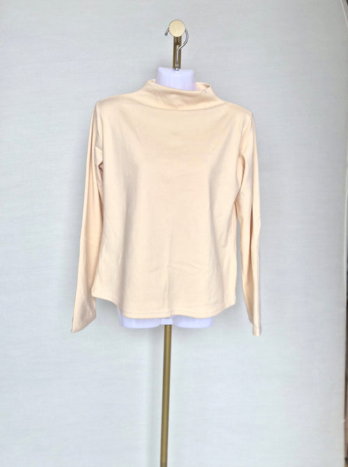 Cream Mock Neck Long Sleeve Top Size S