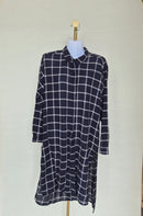 ZARA Basic Check Shirt Dress – Navy/White (Size M)
