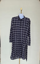 ZARA Basic Check Shirt Dress – Navy/White (Size M)