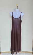Sheer Mesh Maxi Cover-Up Dress – Chocolate Brown