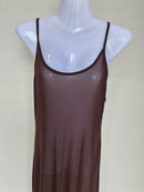 Sheer Mesh Maxi Cover-Up Dress – Chocolate Brown