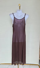 Sheer Mesh Maxi Cover-Up Dress – Chocolate Brown