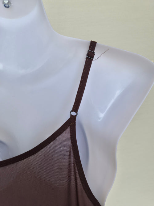 Sheer Mesh Maxi Cover-Up Dress – Chocolate Brown