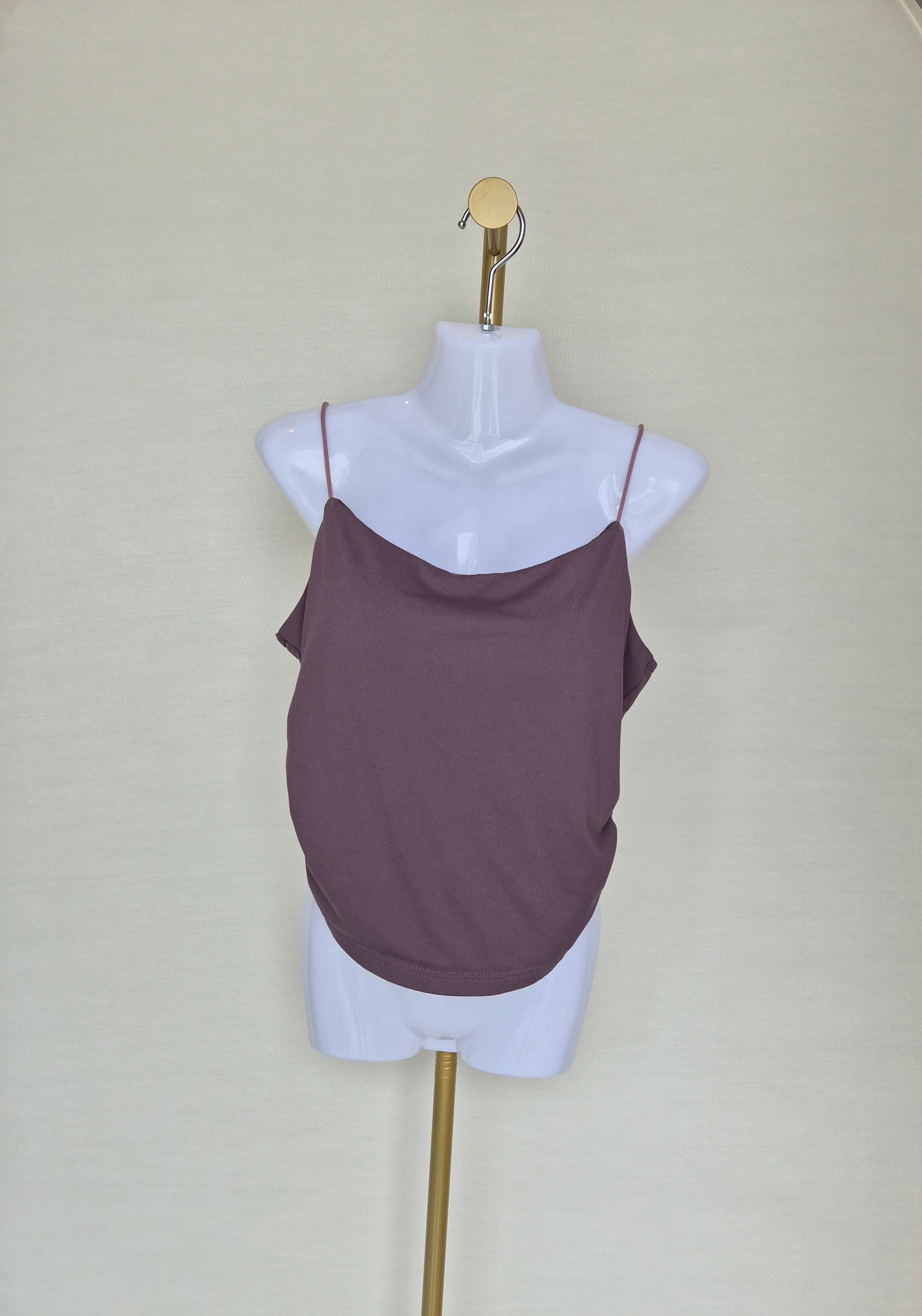 Chocolate Brown Cowl Neck Cami Top