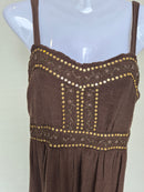 Brown Boho Maxi Dress with Sequin Detail Free Size