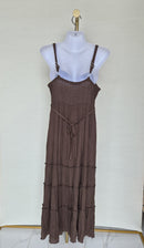 Brown Boho Maxi Dress with Sequin Detail Free Size