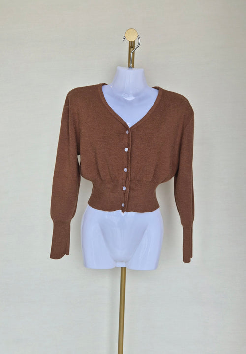 Brown Knit Cropped Cardigan Size S