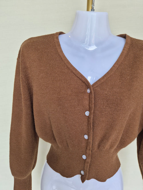 Brown Knit Cropped Cardigan Size S
