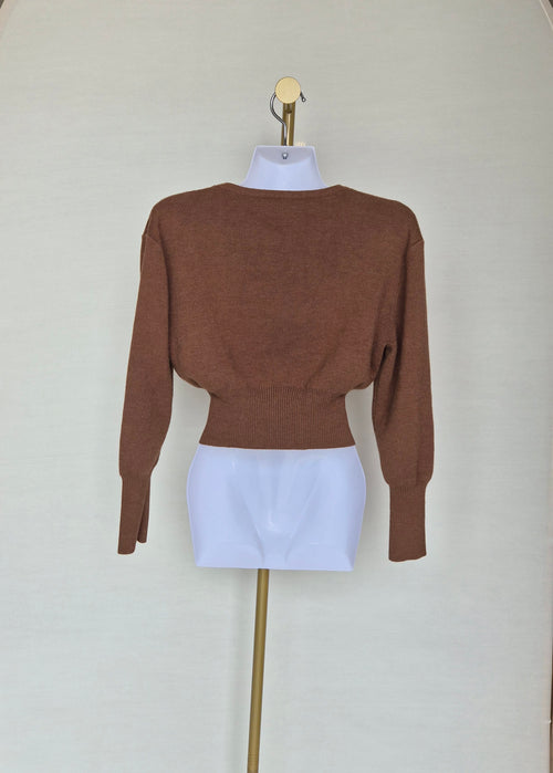 Brown Knit Cropped Cardigan Size S