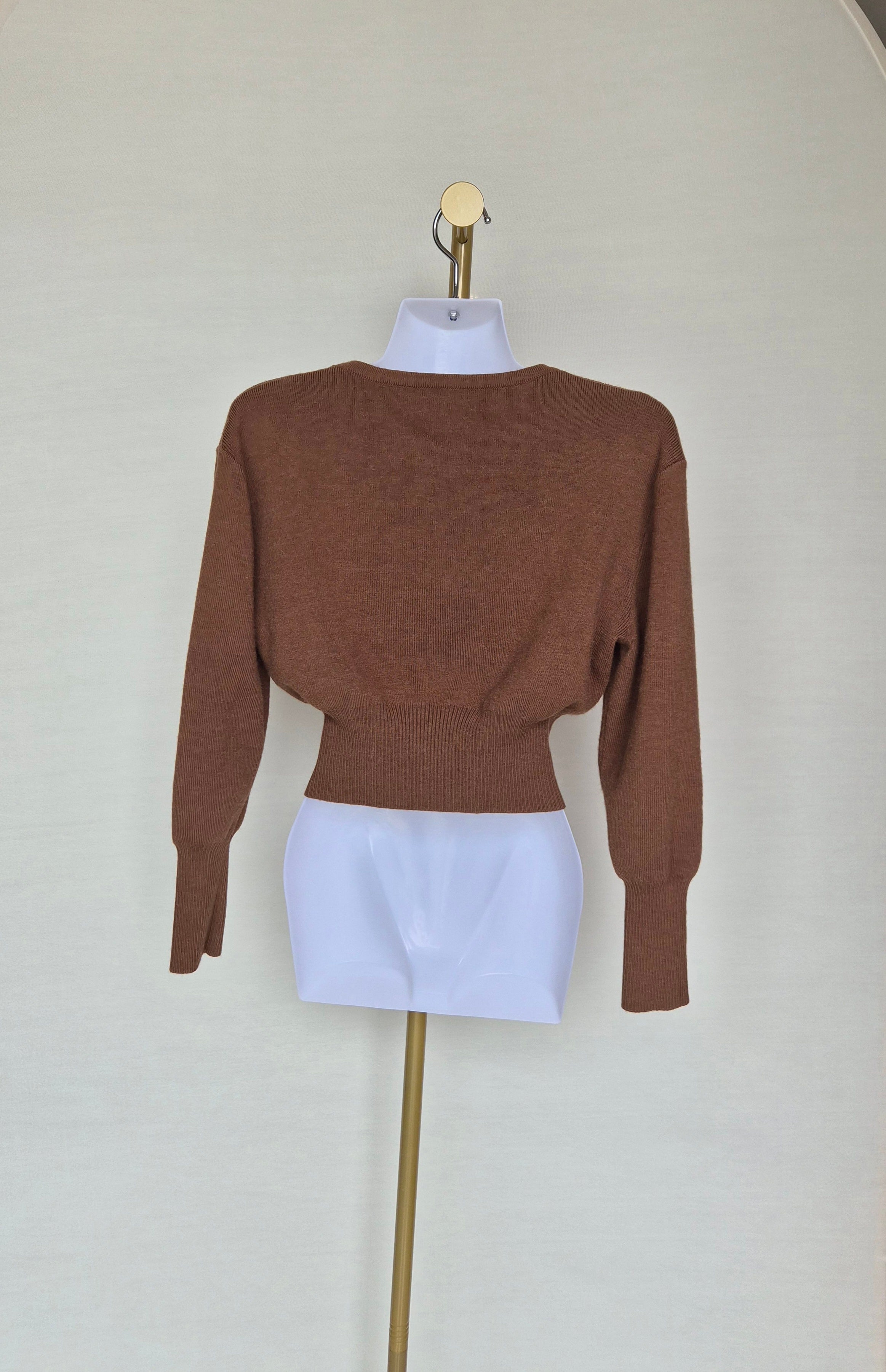 Brown Knit Cropped Cardigan Size S