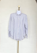 Classic Blue & White Striped Button-Up Shirt Free Size