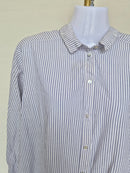 Classic Blue & White Striped Button-Up Shirt Free Size