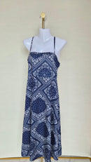 Navy Paisley Strappy Midi Dress Free Size