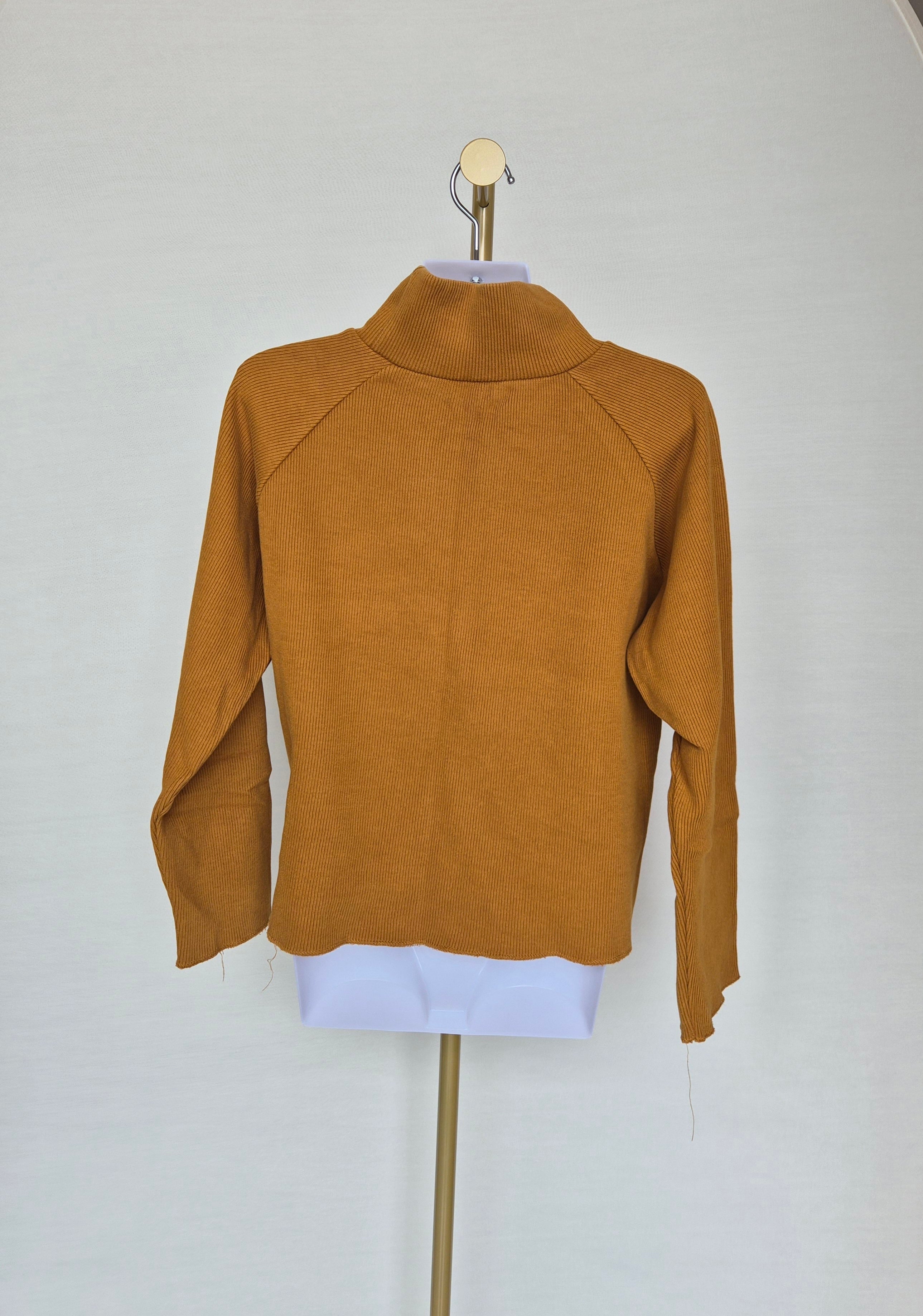 A.Y Studio Ribbed Mock Neck Top – Size 16