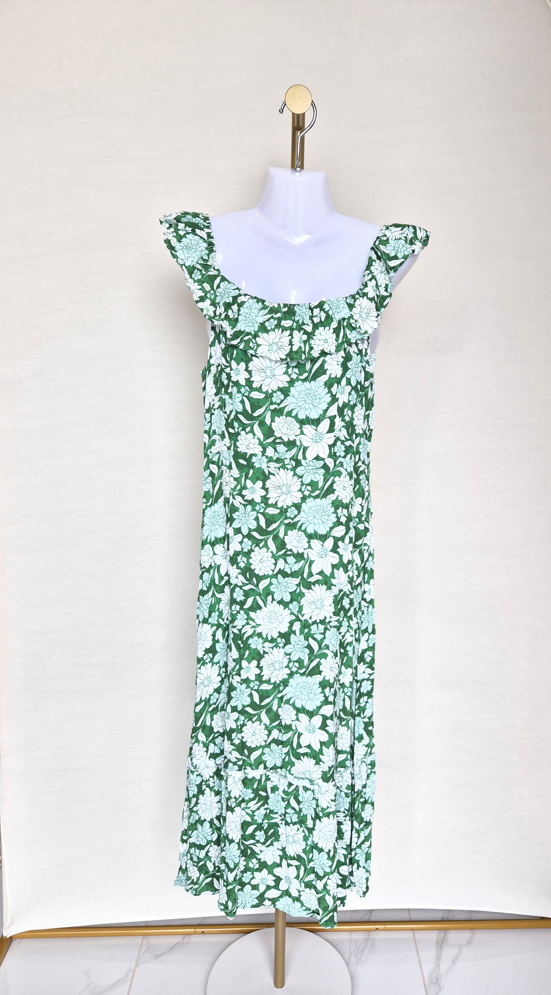 MNG Floral Ruffle Midi Dress – Size M