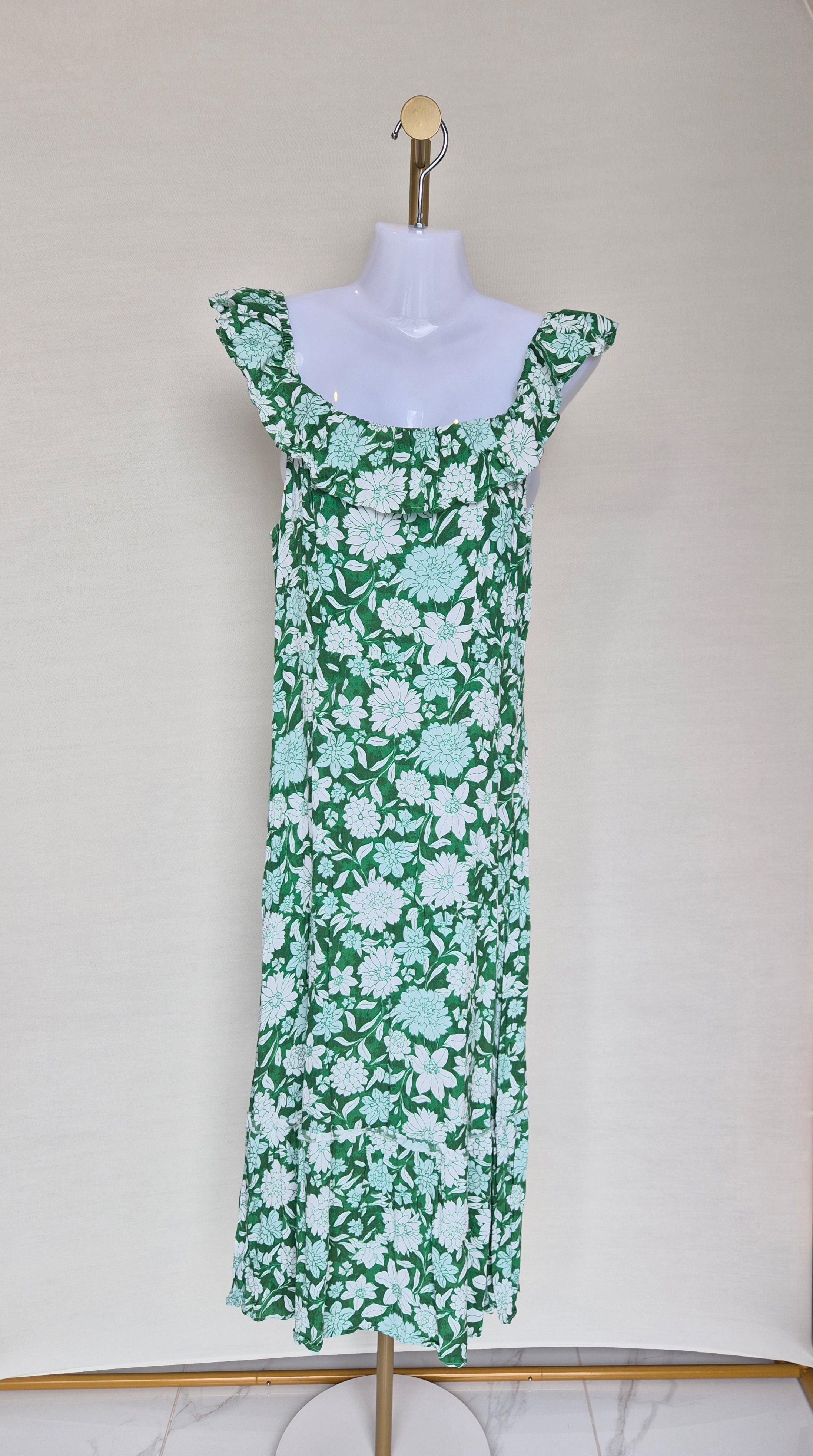MNG Floral Ruffle Midi Dress – Size M