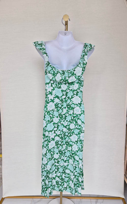 MNG Floral Ruffle Midi Dress – Size M
