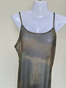 Sheer Mesh Maxi Cover-Up Dress – Olive Grey