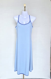 Blue Ribbed Slip Dress Free Size