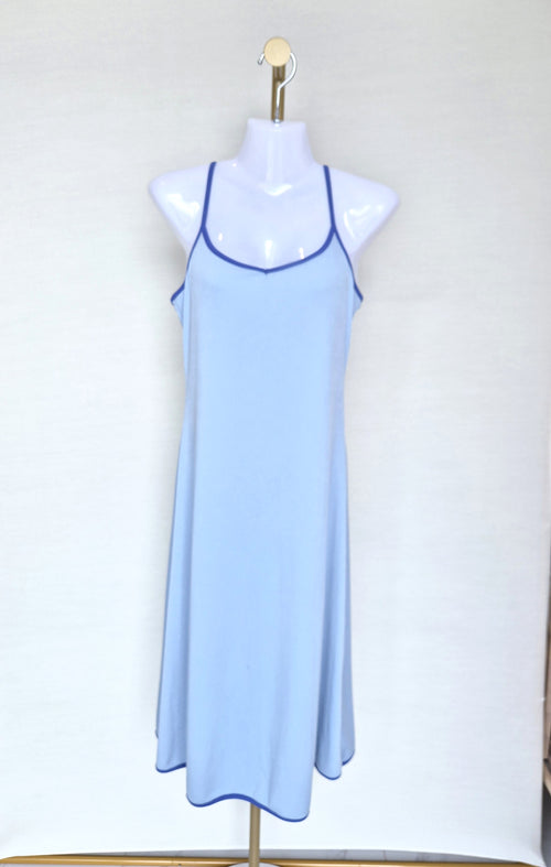 Blue Ribbed Slip Dress Free Size
