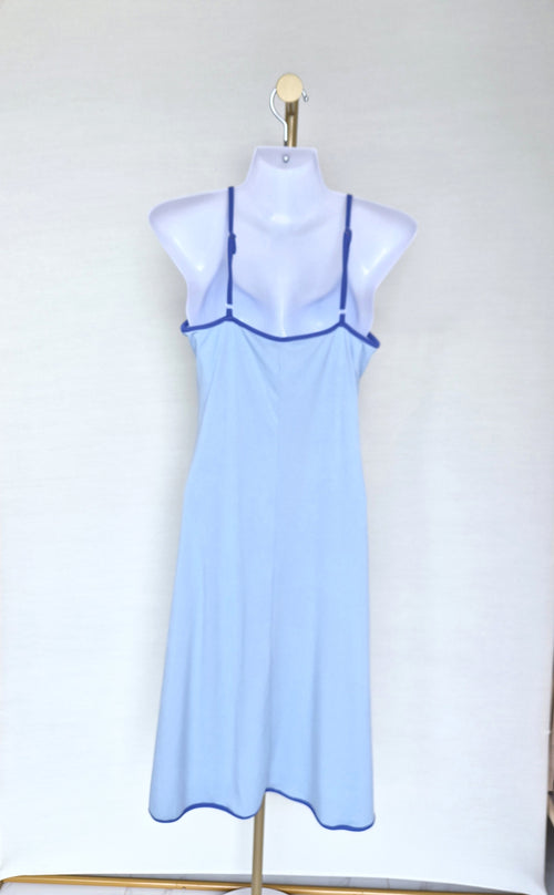 Blue Ribbed Slip Dress Free Size
