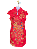 Traditional Red Peacock Cheongsam Dress