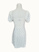White & Blue Floral Milkmaid Mini Dress