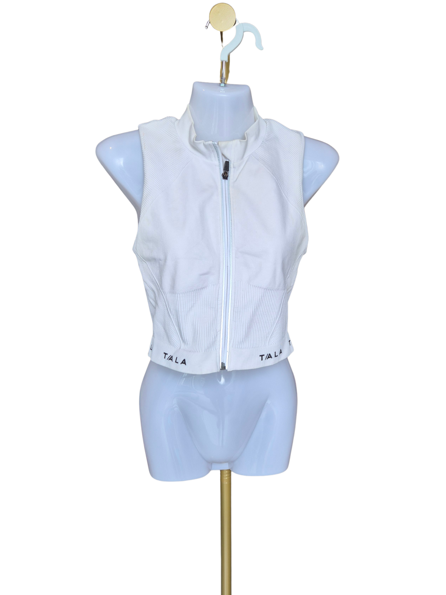 TALA White Zip-Up Active Crop Top – Size Not Indicated (Fits S–M)