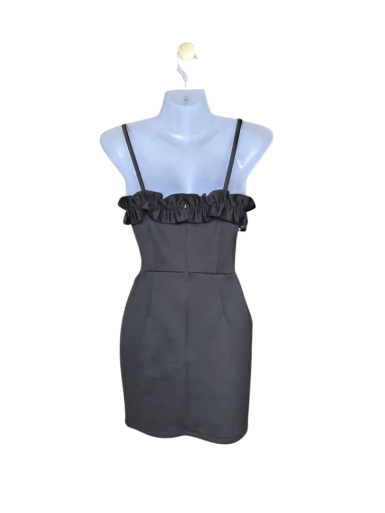 Miss Selfridge Black Frill Trim Mini Dress – Size XS (UK 6 / EU 34 / US 2)