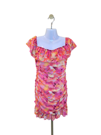 Floral Ruched Ruffle Mini Dress – Size S