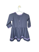 Handmade Grey Dress with Batik Collar (2–3 Years)