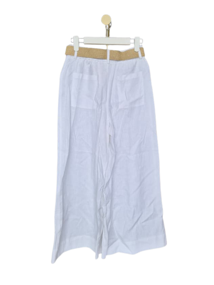 MANGO White Linen-Blend Wide Leg Trousers – Size XS (Brand New)