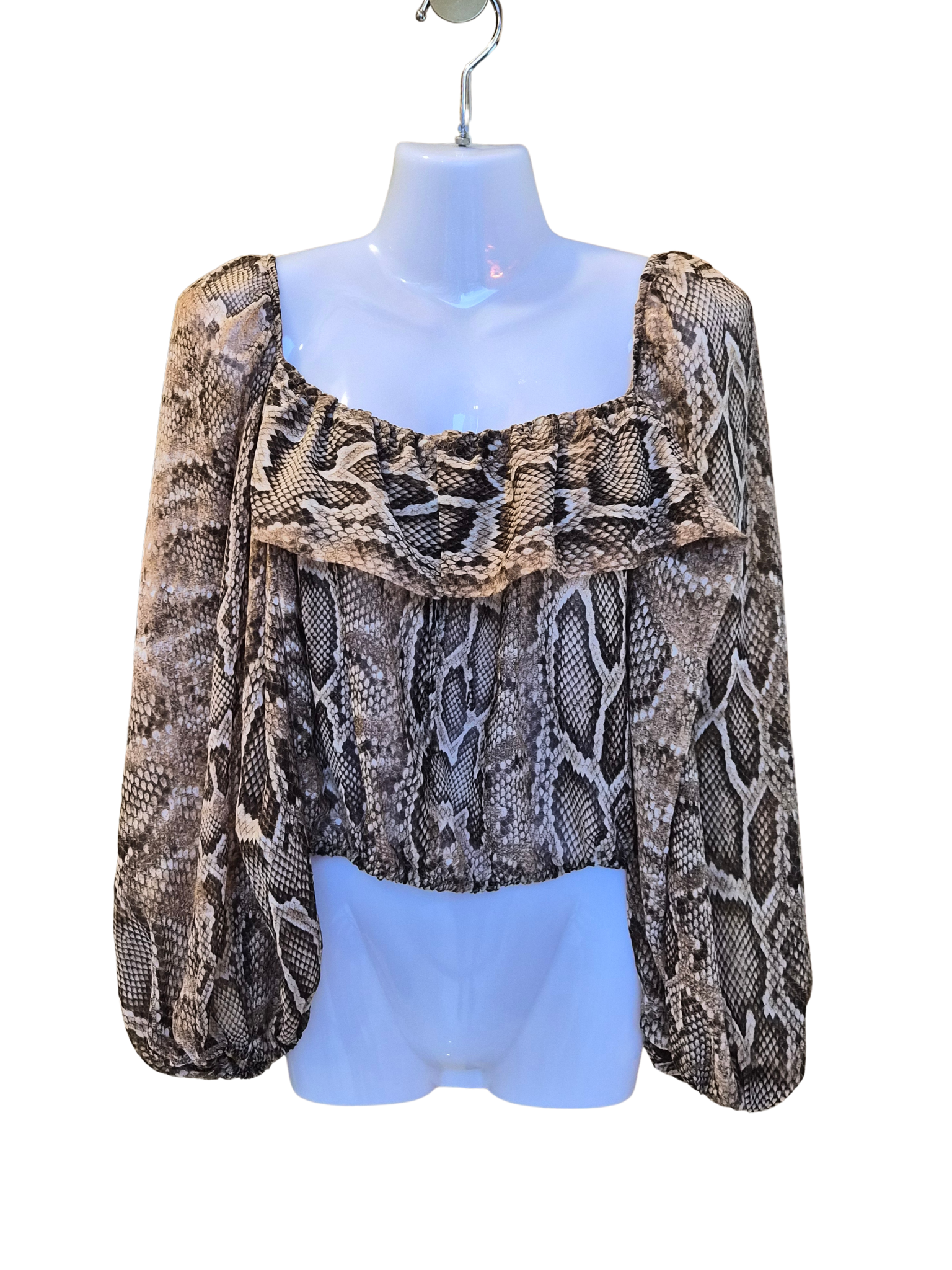 ZARA Snake Print Ruffle Crop Top