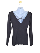 Armani Exchange Black Deep V Long Sleeve Top – Size M