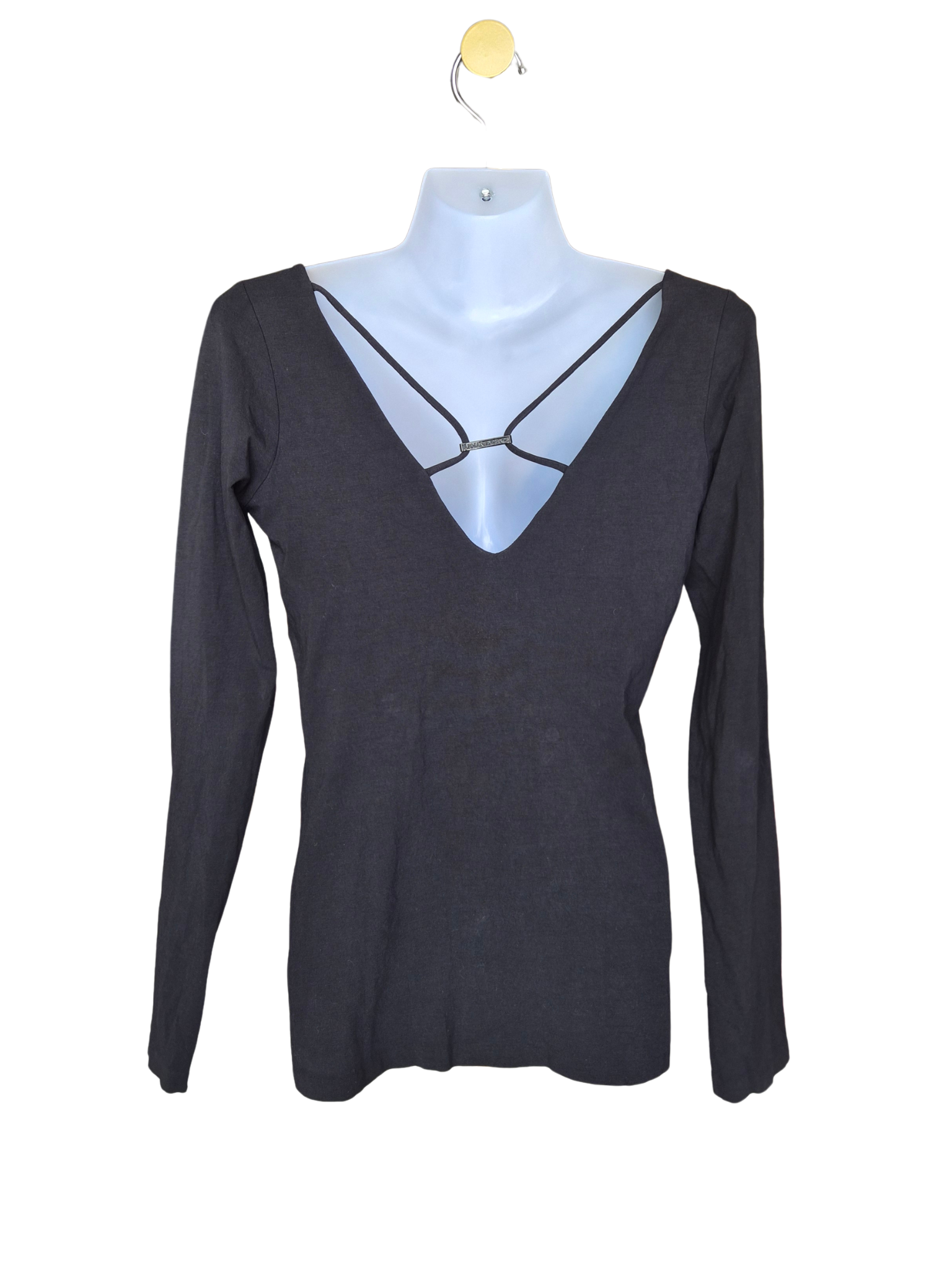 Armani Exchange Black Deep V Long Sleeve Top – Size M