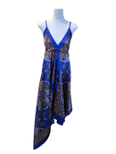 Blue Paisley Asymmetrical Slip Dress