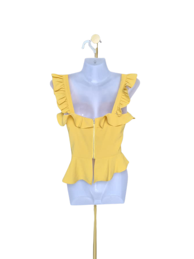 Mustard Ruffle Peplum Top – Size S