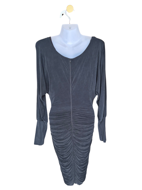 Charcoal Ruched Long Sleeve Bodycon Dress Size M