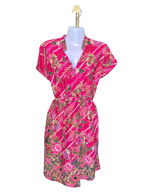 KANOE Pink Batik Wrap Dress – Size S/ XS