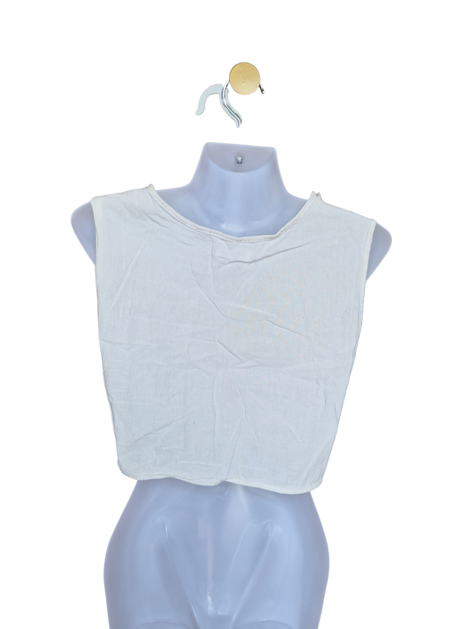 Title: Size Free – LOMA.WHALE White Linen Tie-Front Crop Top