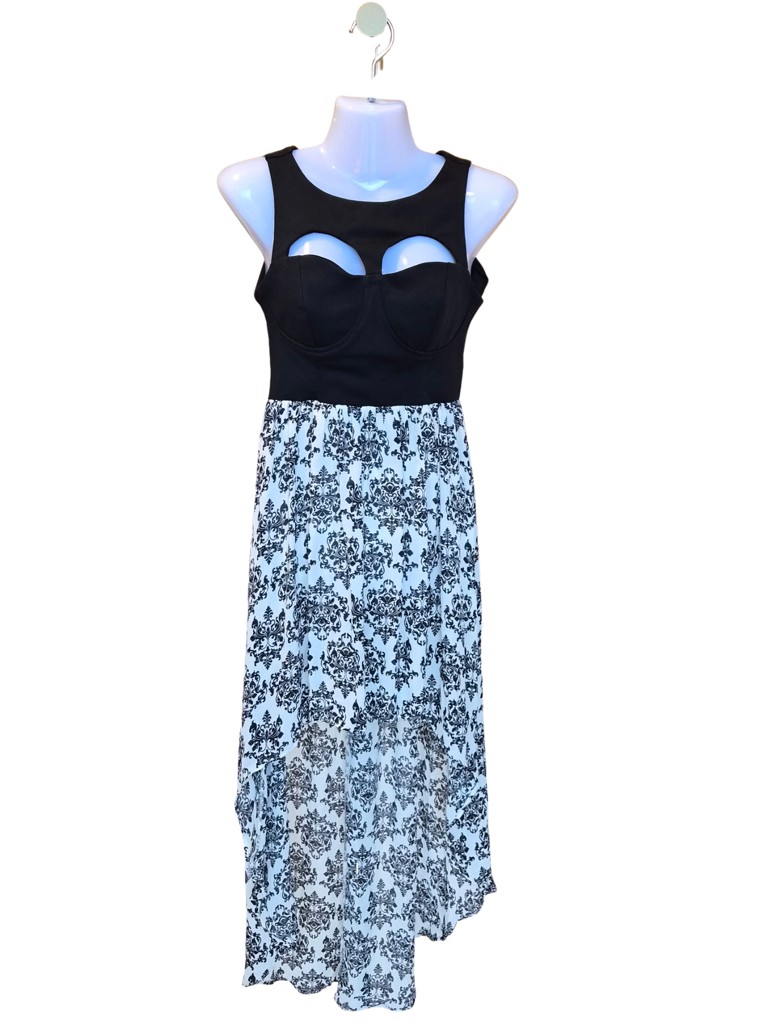 Kitschen Black & White Damask High-Low Dress