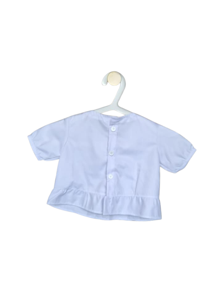Handmade Baby Blue Lace Collar Blouse (0–6 Months)