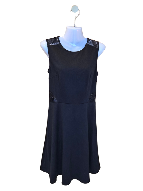 Black Fit & Flare Dress with Lace Details – Size S