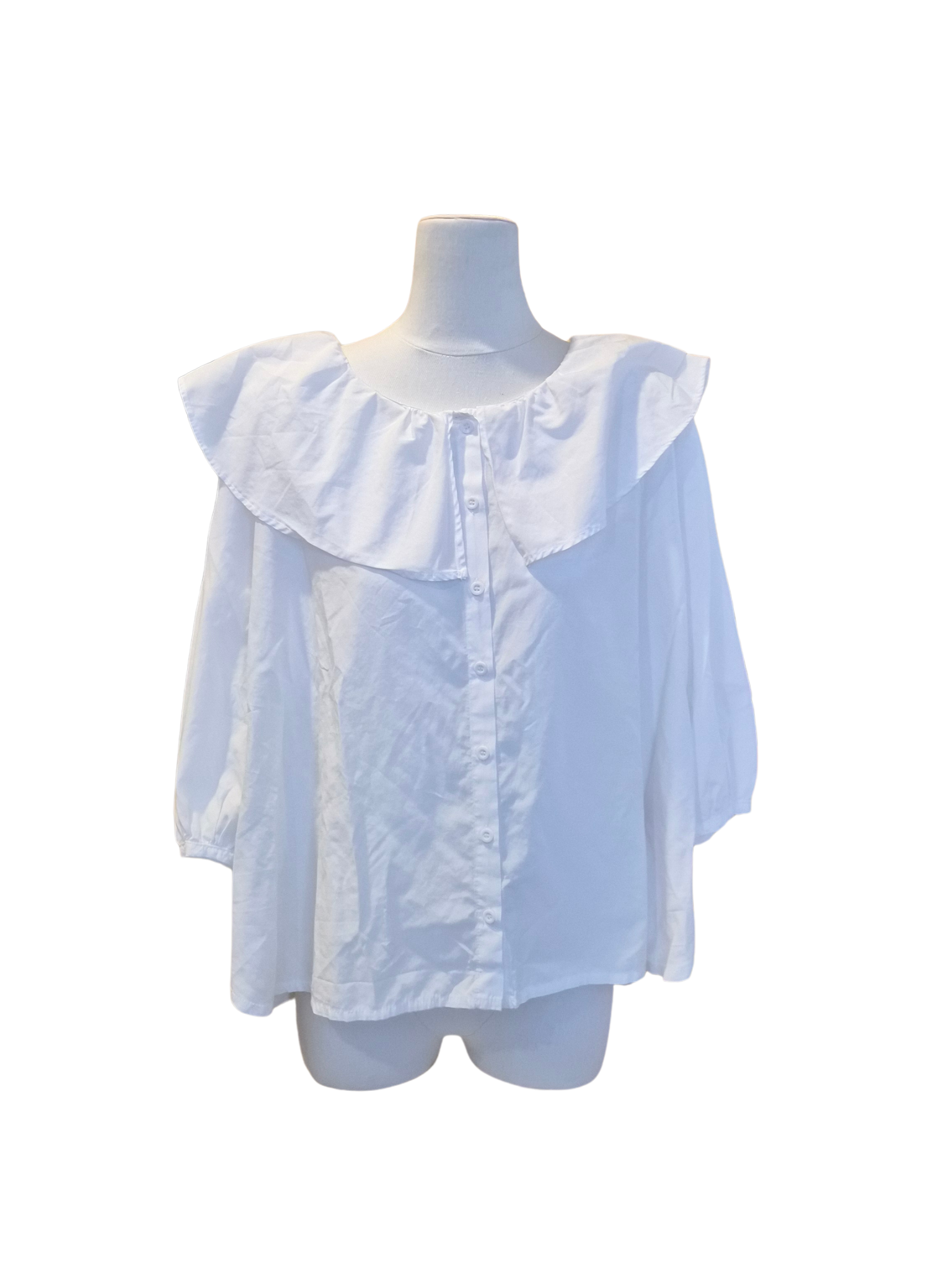 White Ruffle Collar Blouse