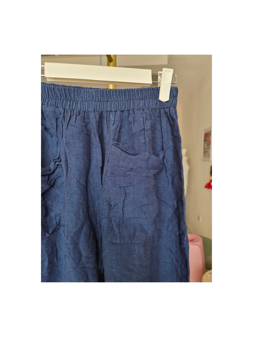 Blue Chambray Wide-Leg Pants