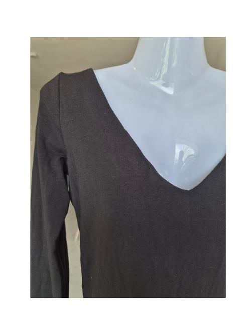 Armani Exchange Black Deep V Long Sleeve Top – Size M