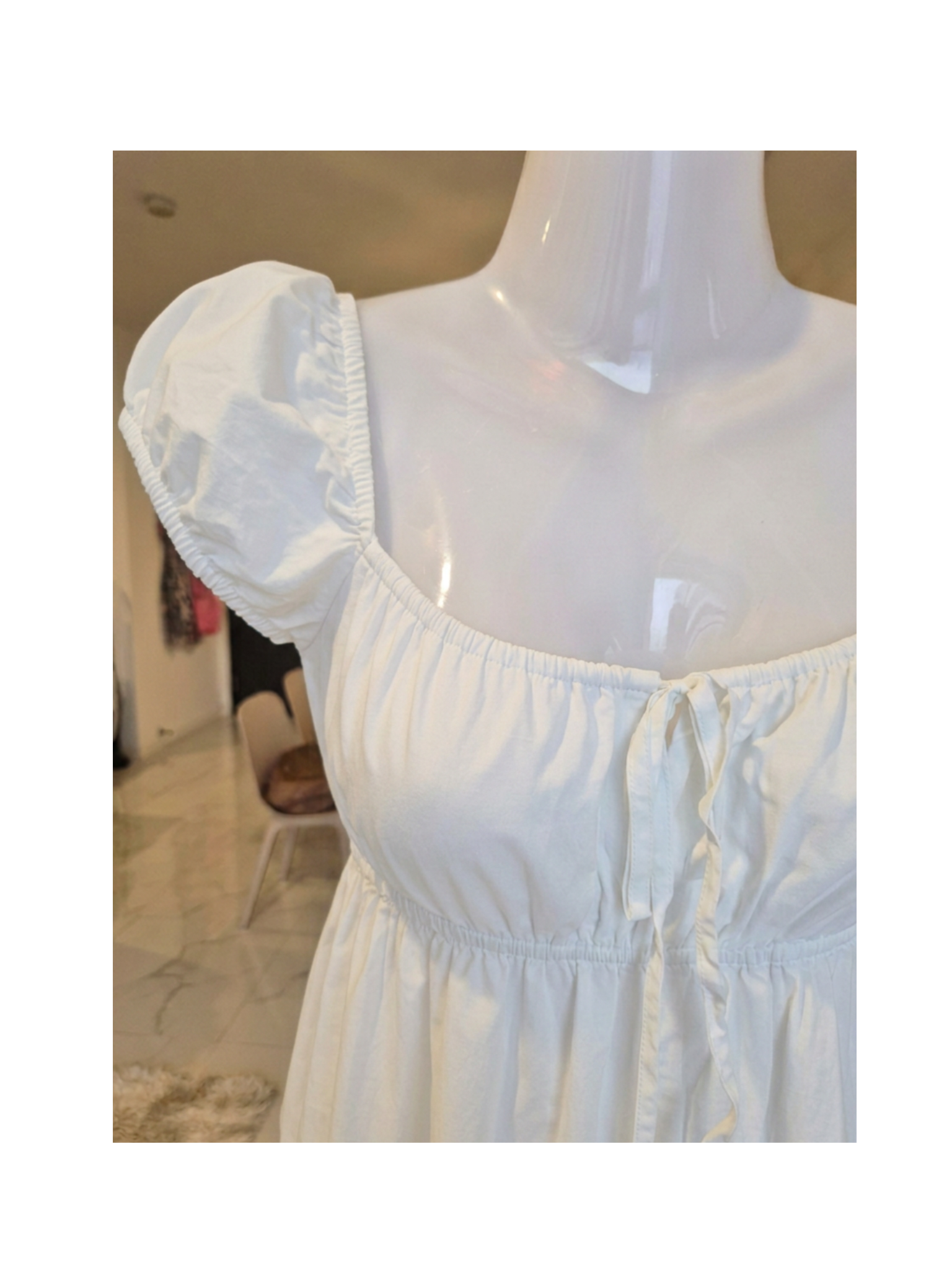 H&M White Puff Sleeve Mini Dress