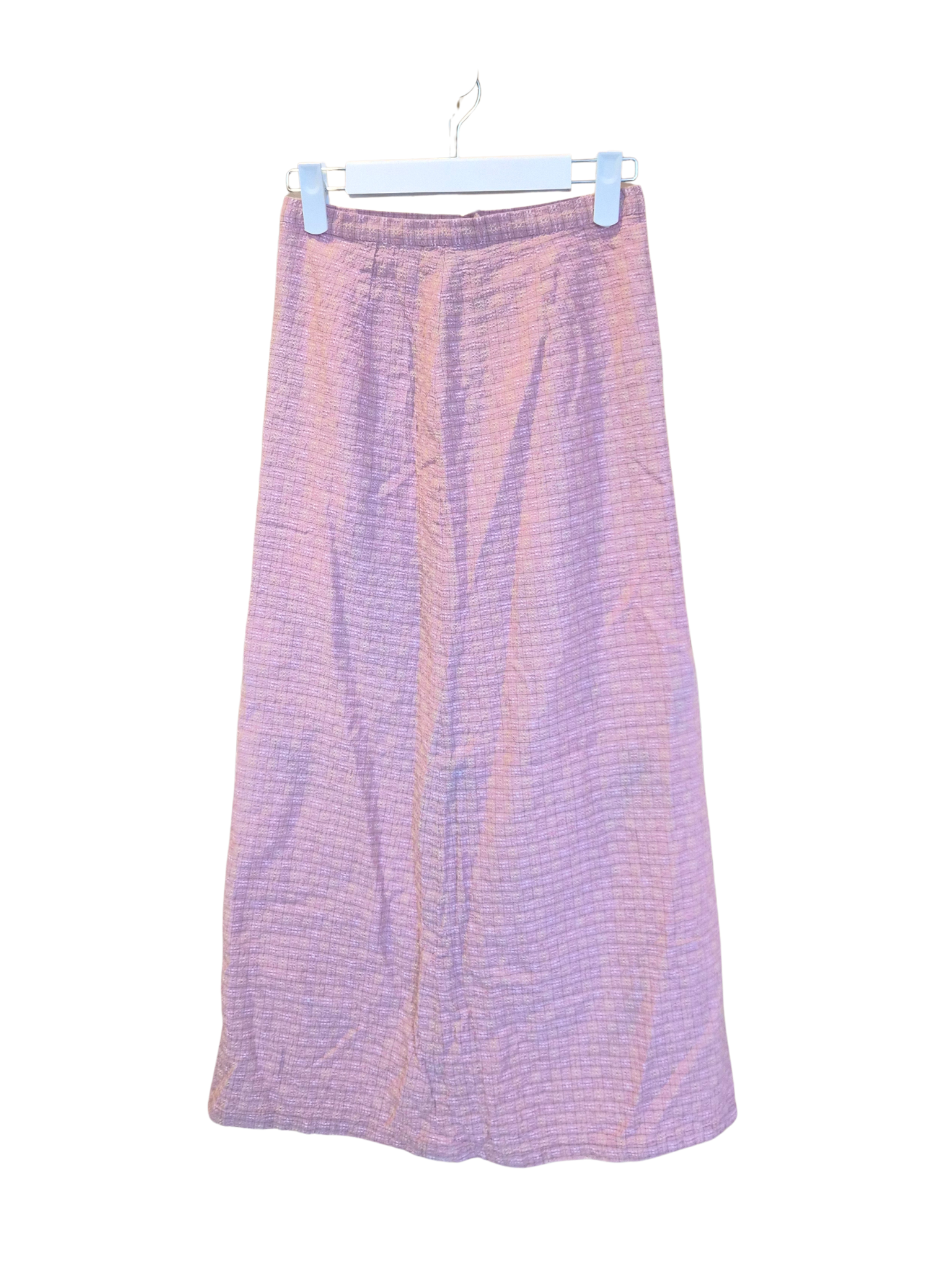 Vintage-Inspired Pink Textured A-Line Midi Skirt