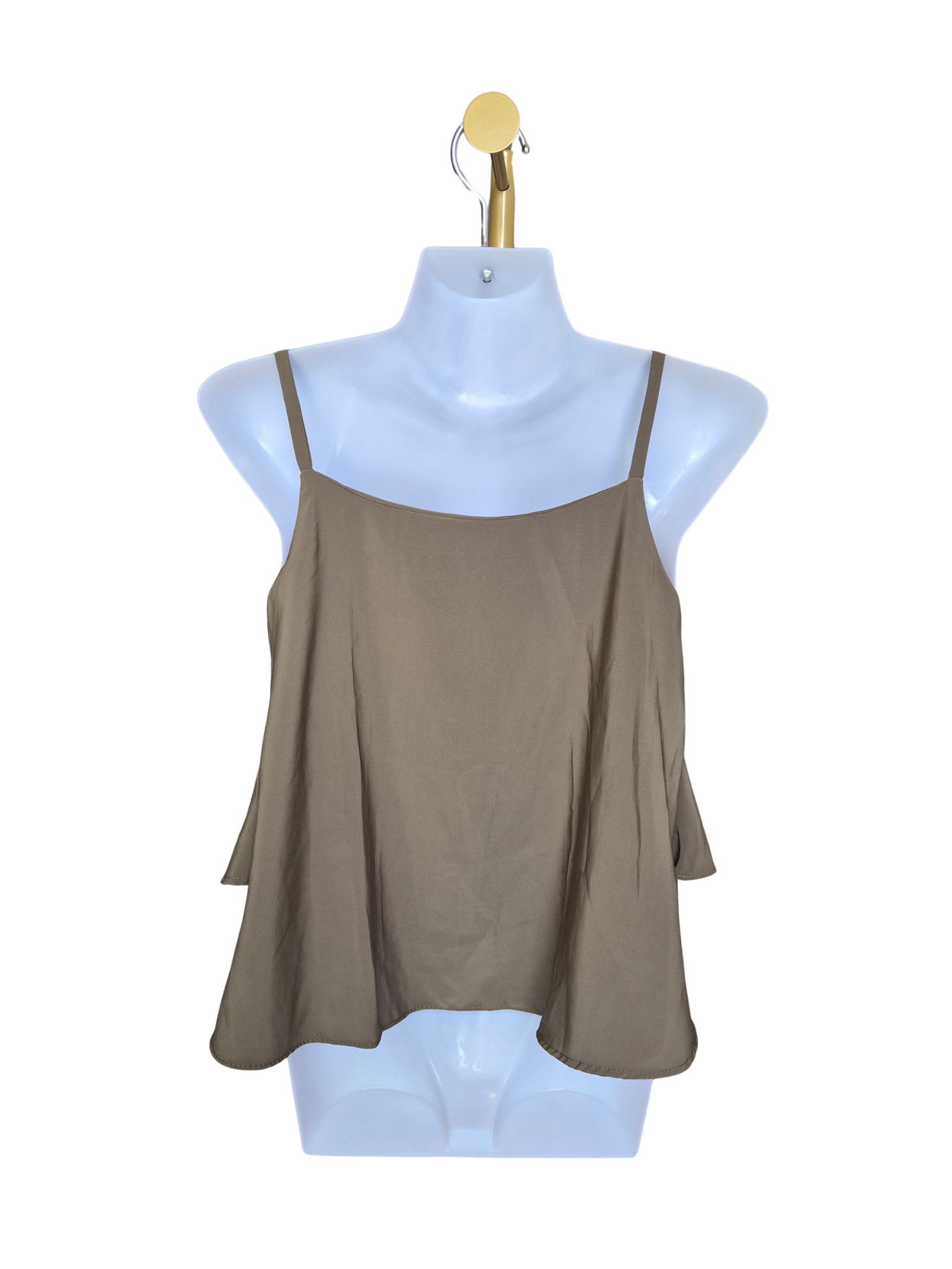 Olive Layered Flowy Cami Top – Size S (Estimated)